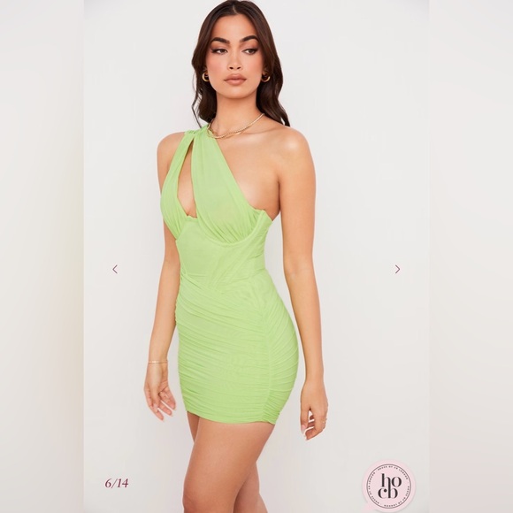 House of CB - ‘CLEMENTINE’ LIME CUT OUT MINI DRESS - Picture 6 of 16